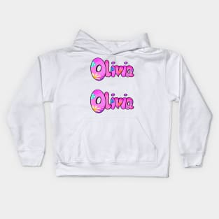 Olivia girls first name in pink pack of 2 personalised personalized customized name Olivia Kids Hoodie